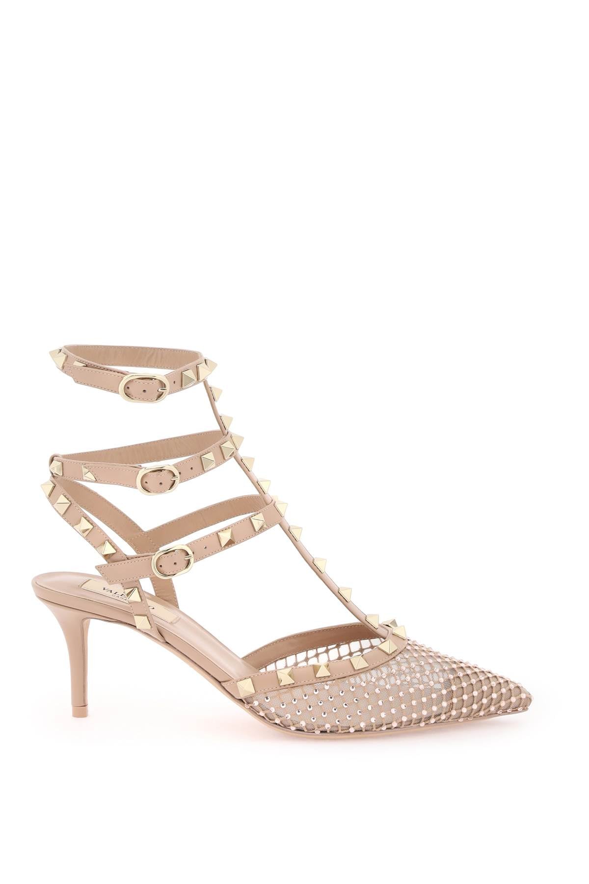 Mesh Rockstud Pumps With Crystals  - Neutro