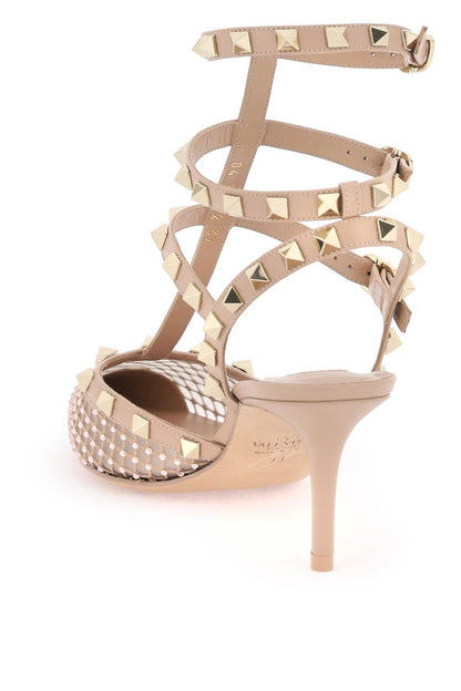 Mesh Rockstud Pumps With Crystals  - Neutro