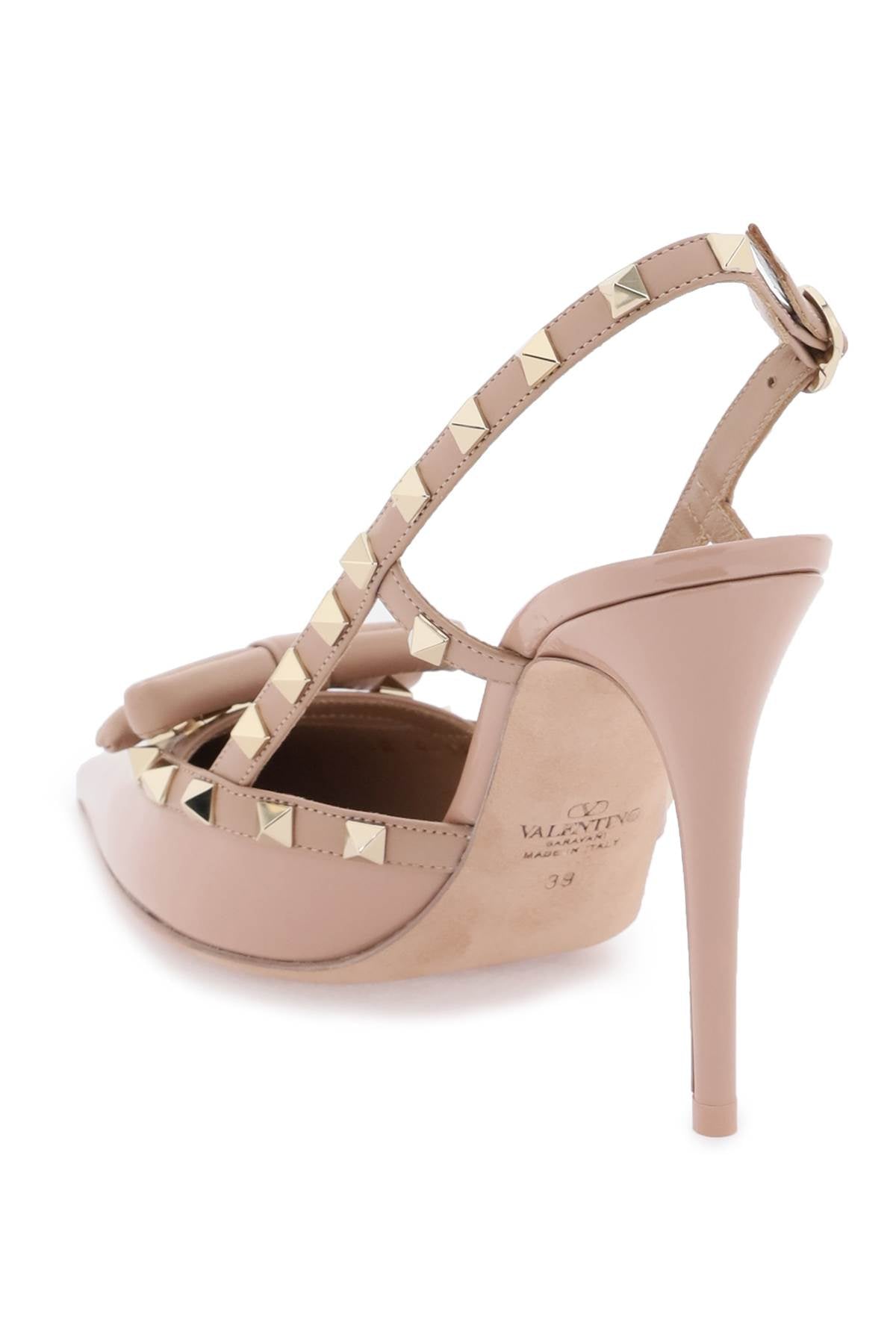 Rockstud Bow Slingback Pumps  - Beige