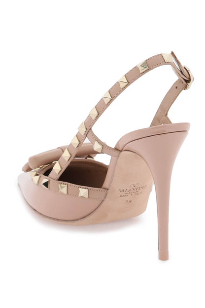 Rockstud Bow Slingback Pumps  - Beige