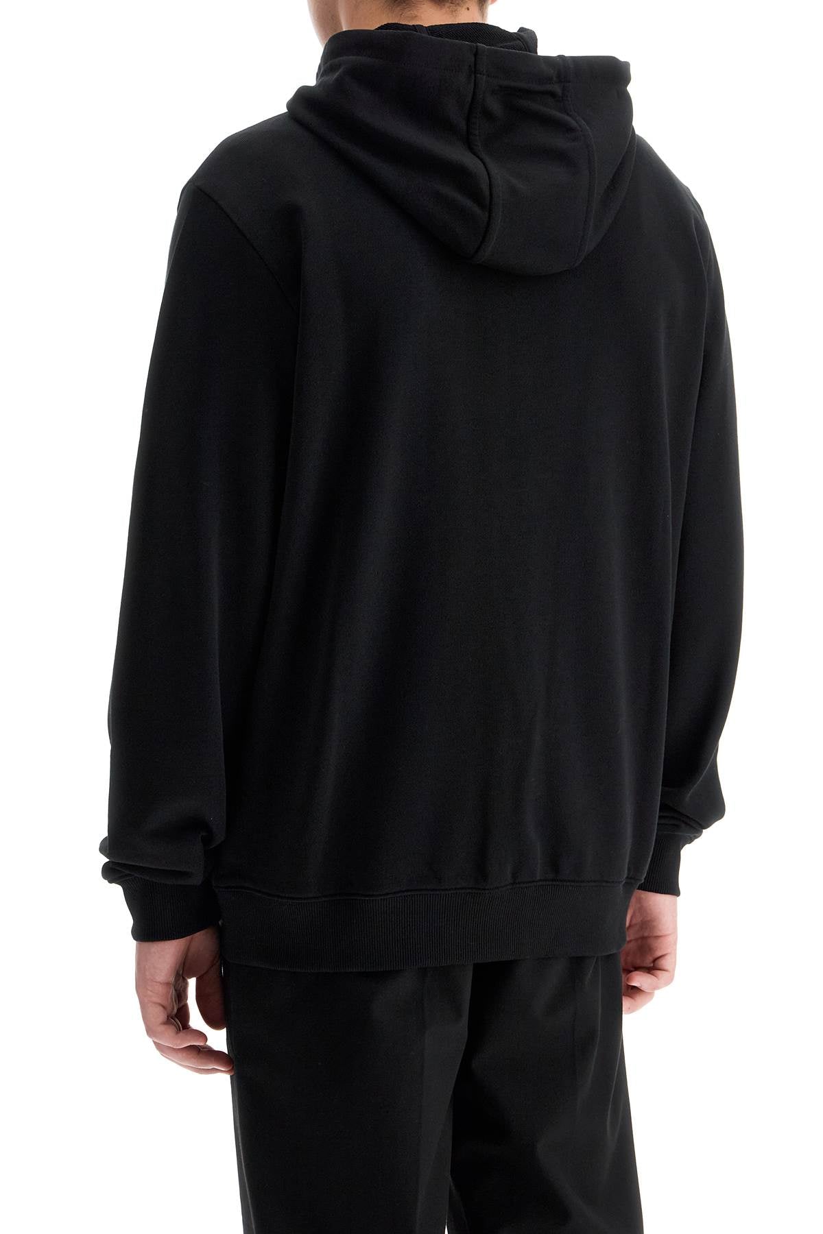 Hooded Sweatshirt With Zipper  - Black