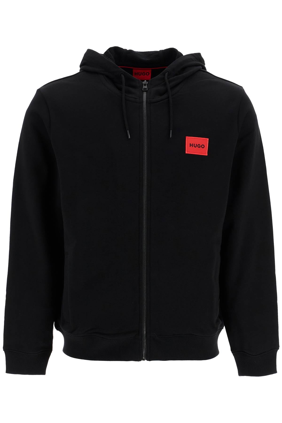 Hooded Sweatshirt With Zipper  - Black