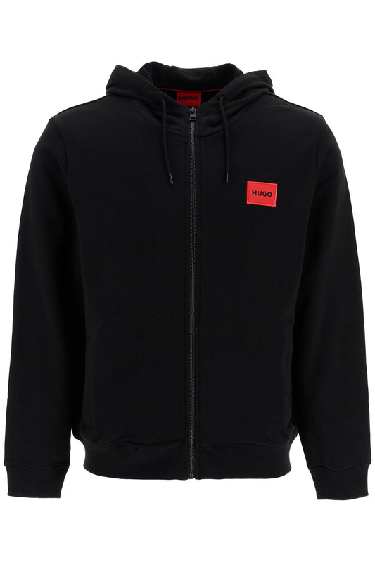 Hooded Sweatshirt With Zipper  - Black