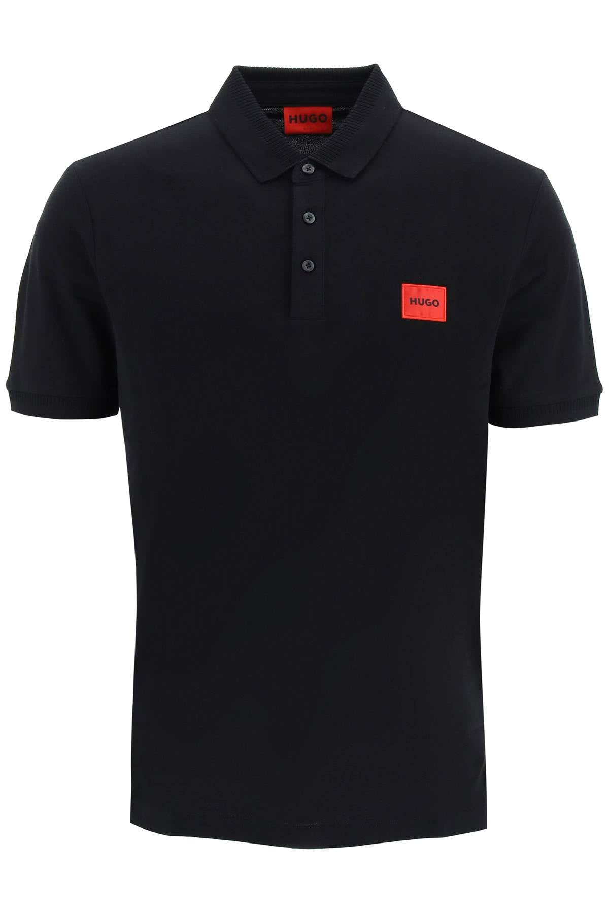 Polo Shirt With Logo Patch  - Black