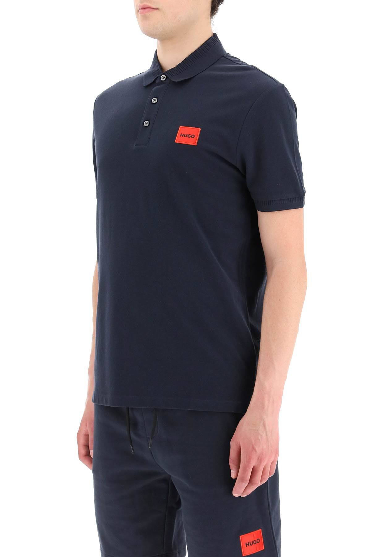 Logo Patch Polo Shirt  - Blue