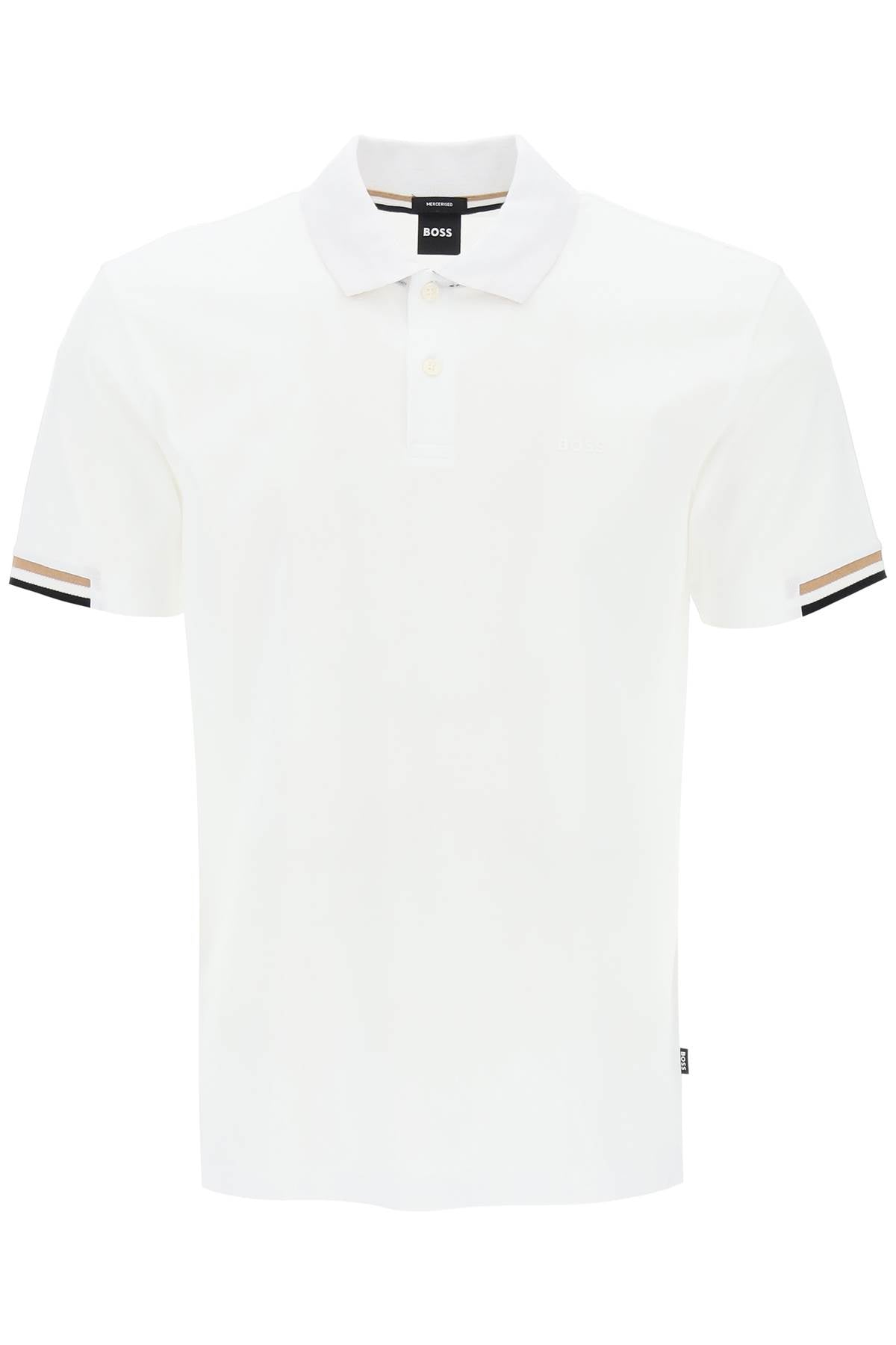 Parlay Polo Shirt With Stripe Detail  - White