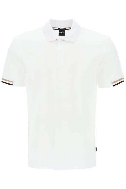 Parlay Polo Shirt With Stripe Detail  - White