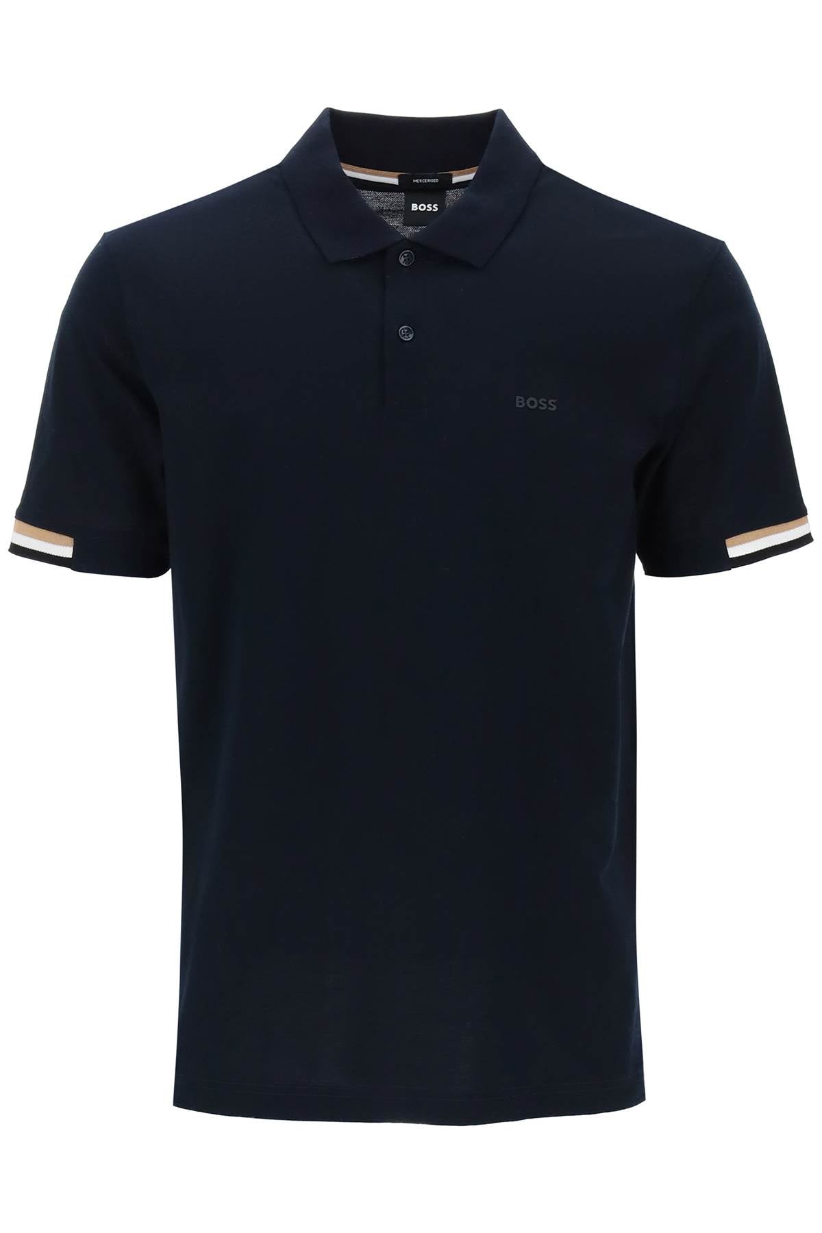 Parlay Polo Shirt With Stripe Detail  - Black