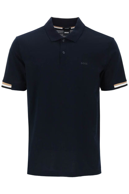 Parlay Polo Shirt With Stripe Detail  - Black