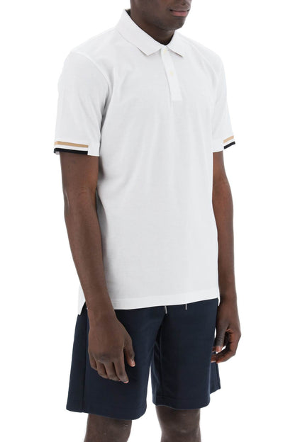 Parlay Polo Shirt With Stripe Detail  - White