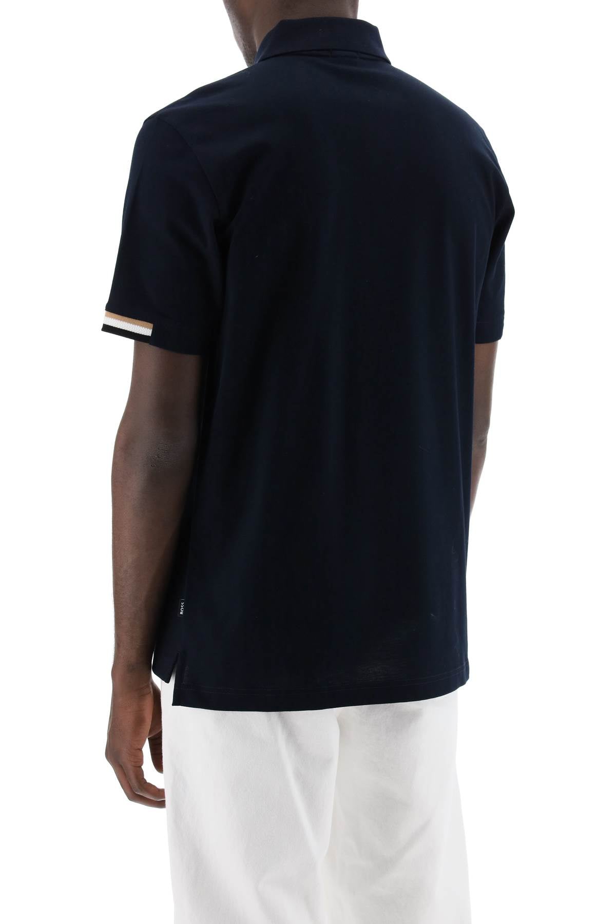 Parlay Polo Shirt With Stripe Detail  - Black