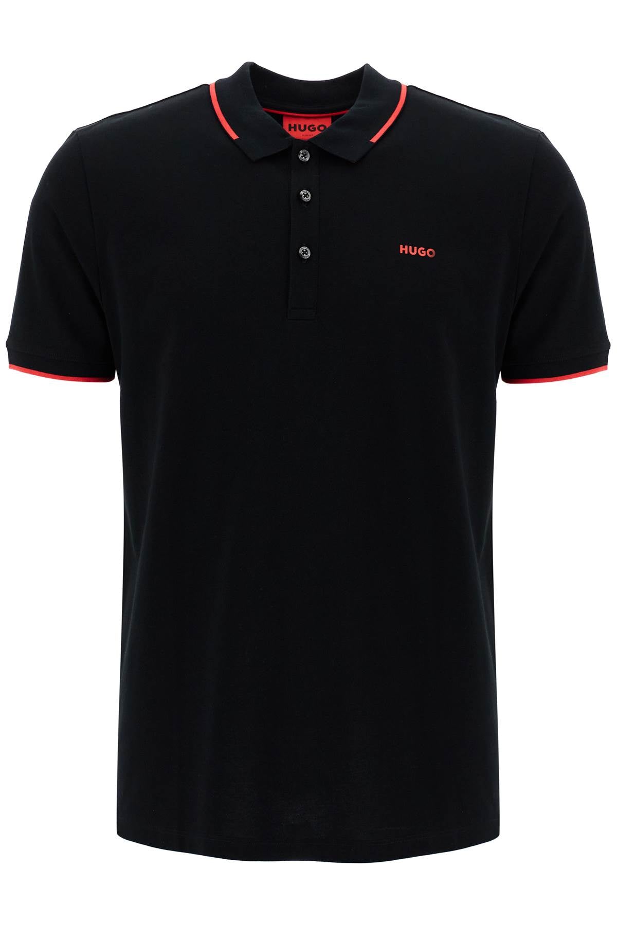 Slim Fit Piqué Polo Shirt  - Black