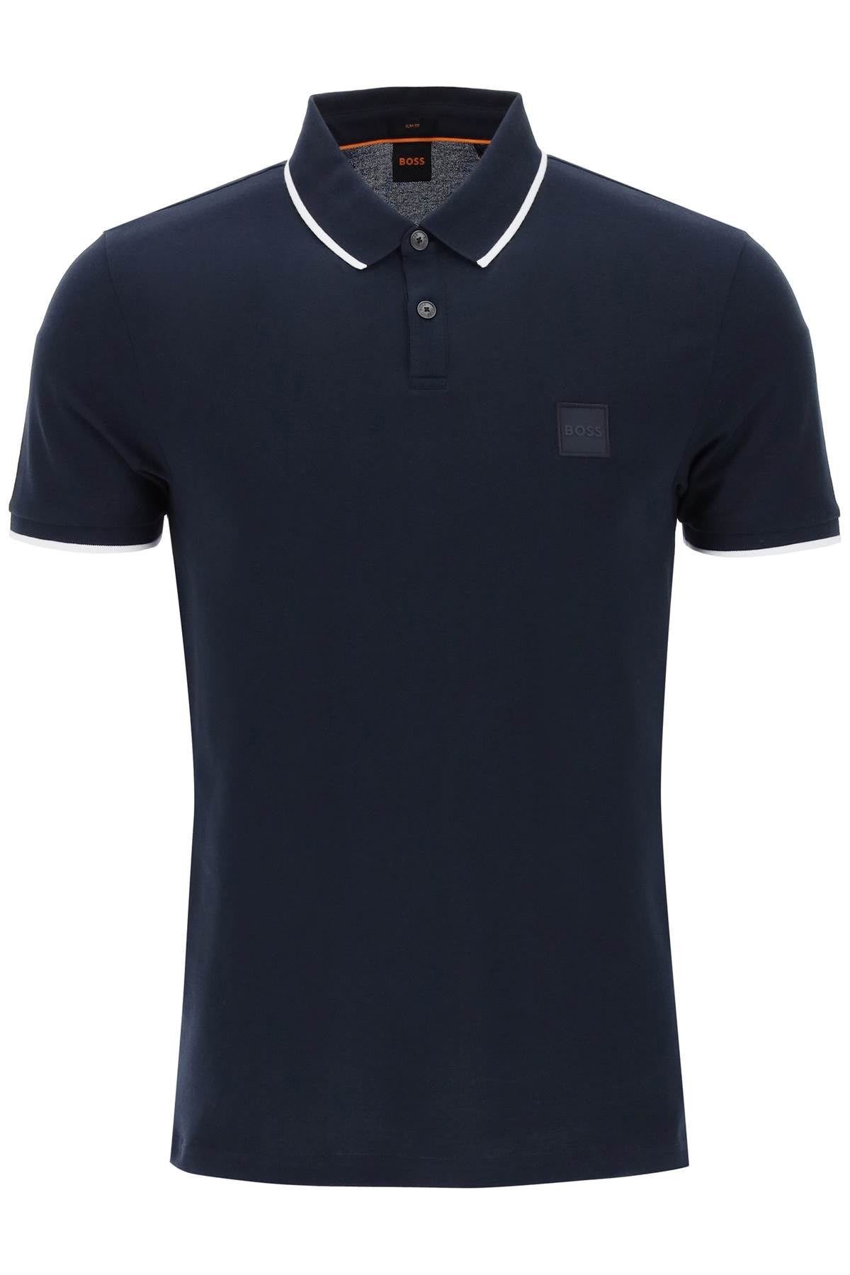 Slim Fit Piqué Polo Shirt With Tipped  - Blue