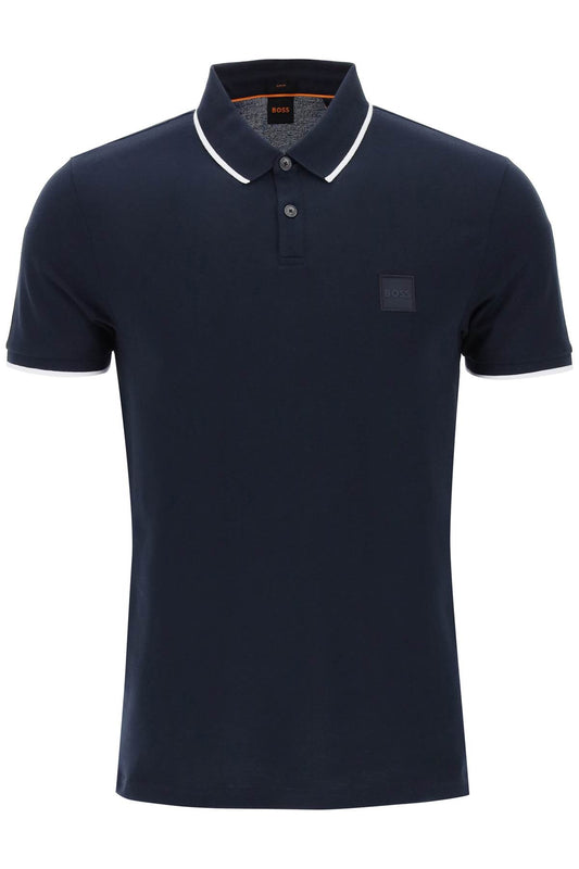 Slim Fit Piqué Polo Shirt With Tipped  - Blue