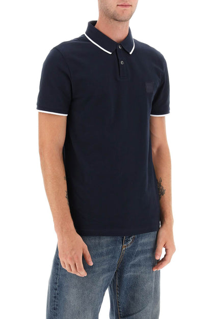 Slim Fit Piqué Polo Shirt With Tipped  - Blue