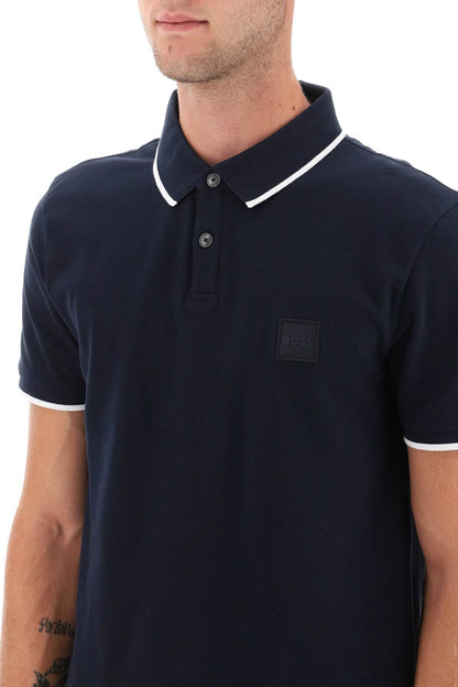 Slim Fit Piqué Polo Shirt With Tipped  - Blue