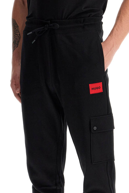 Cotton Joggers With Cargo Pocket.  - Black