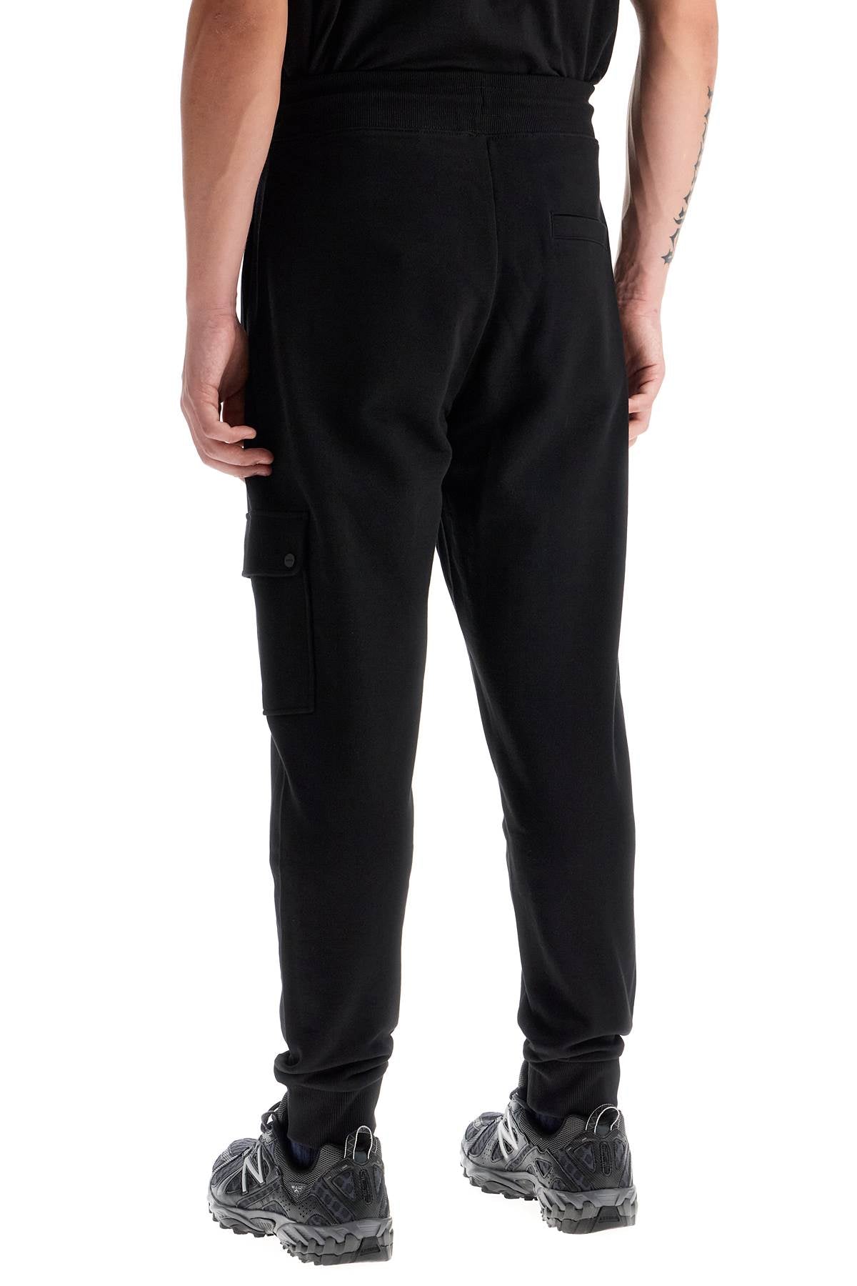 Cotton Joggers With Cargo Pocket.  - Black