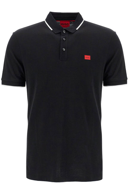 Polo Shirt With Contrasting Finishing Details  - Black