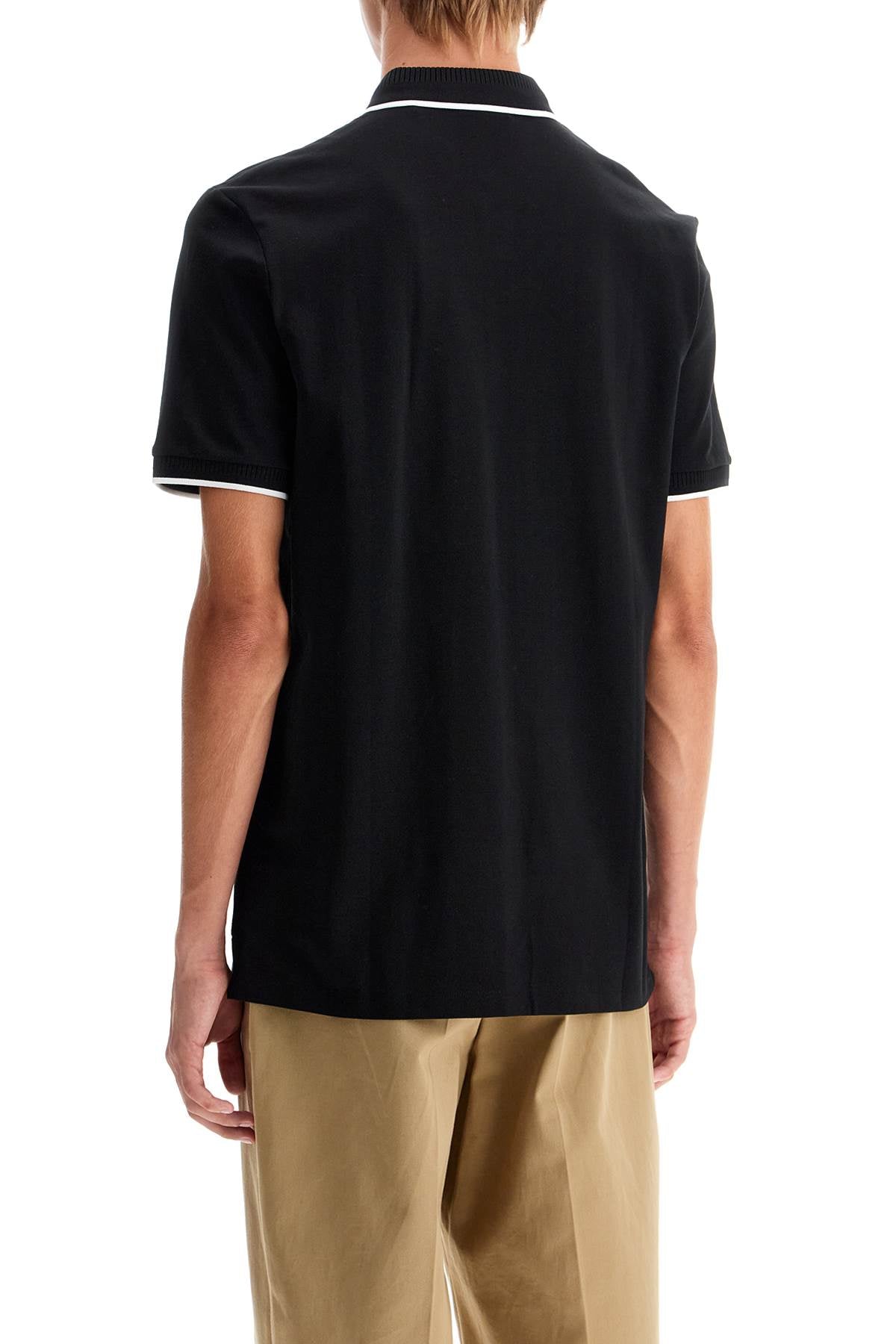 Polo Shirt With Contrasting Finishing Details  - Black