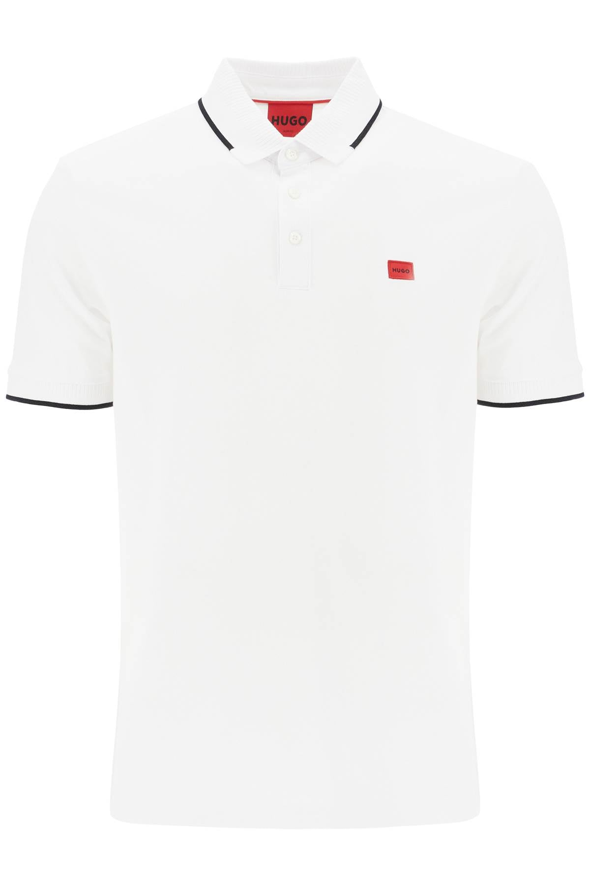 Polo Shirt With Contrasting Finishing Details  - White