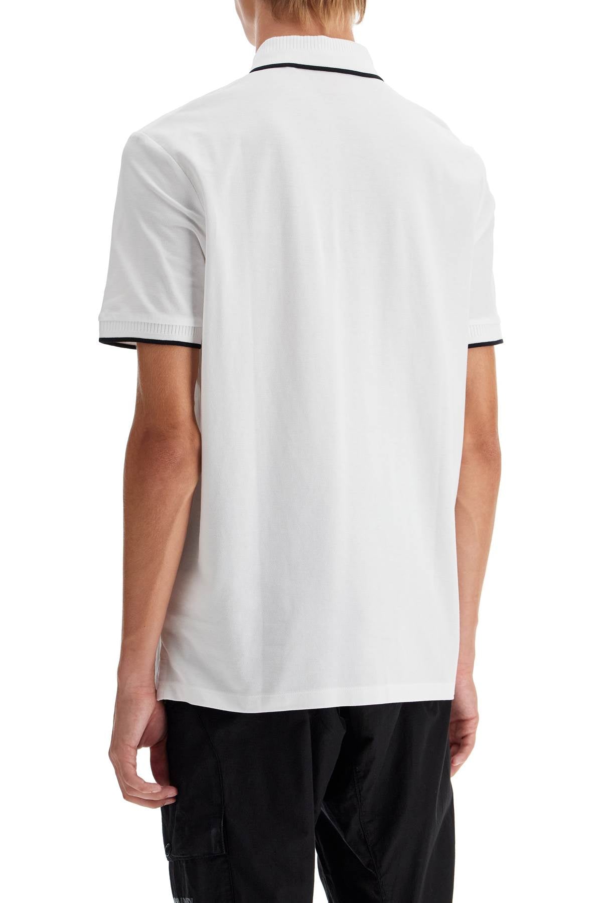 Polo Shirt With Contrasting Finishing Details  - White