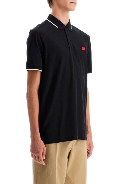 Polo Shirt With Contrasting Finishing Details  - Black