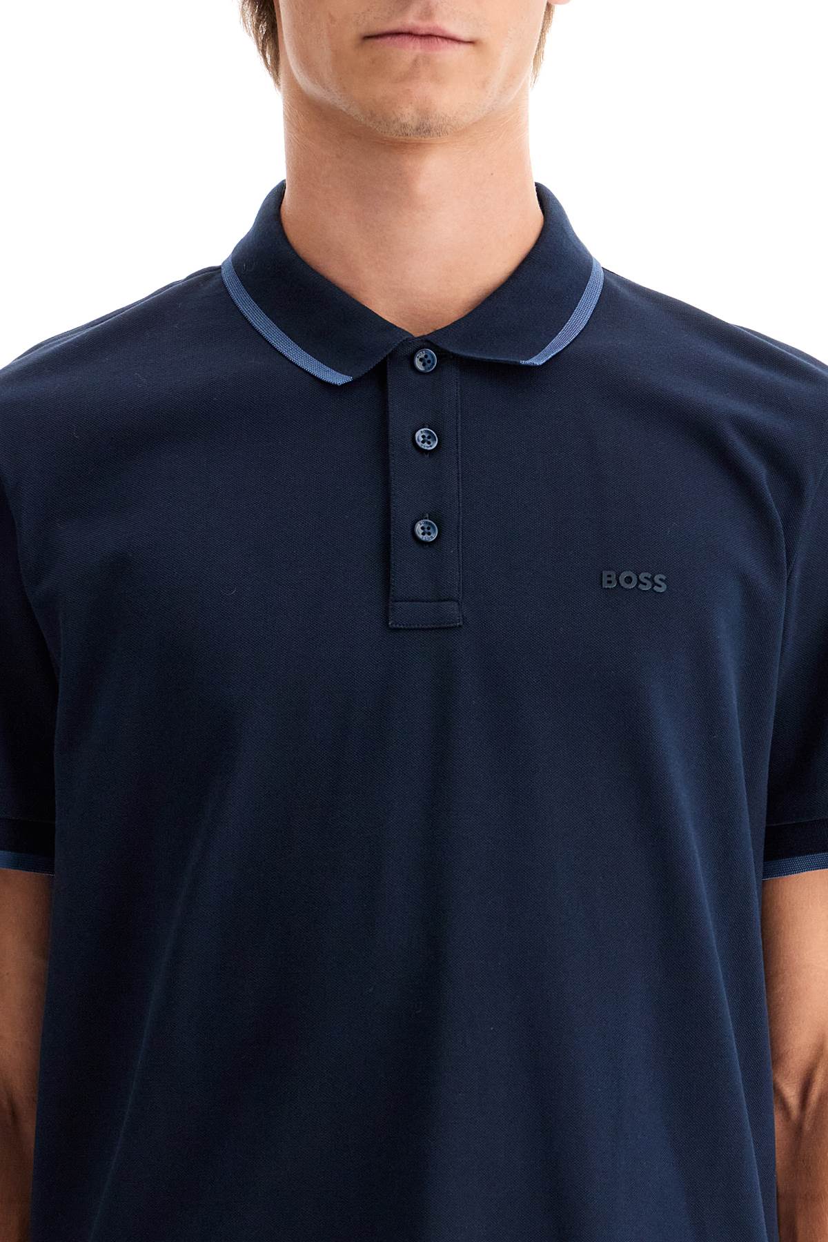 Polo Shirt With Contrasting Edges  - Blue