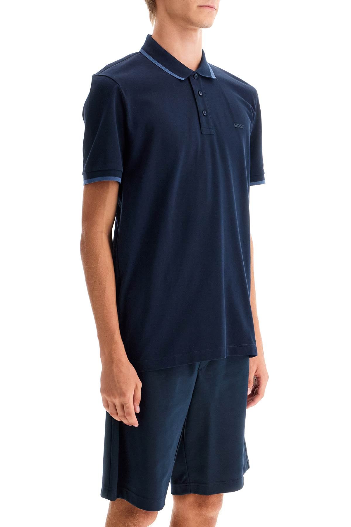 Polo Shirt With Contrasting Edges  - Blue