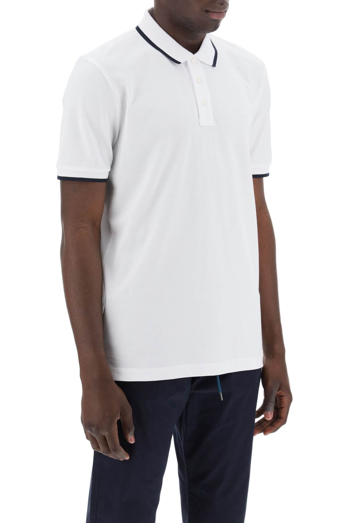 Polo Shirt With Contrasting Edges  - White