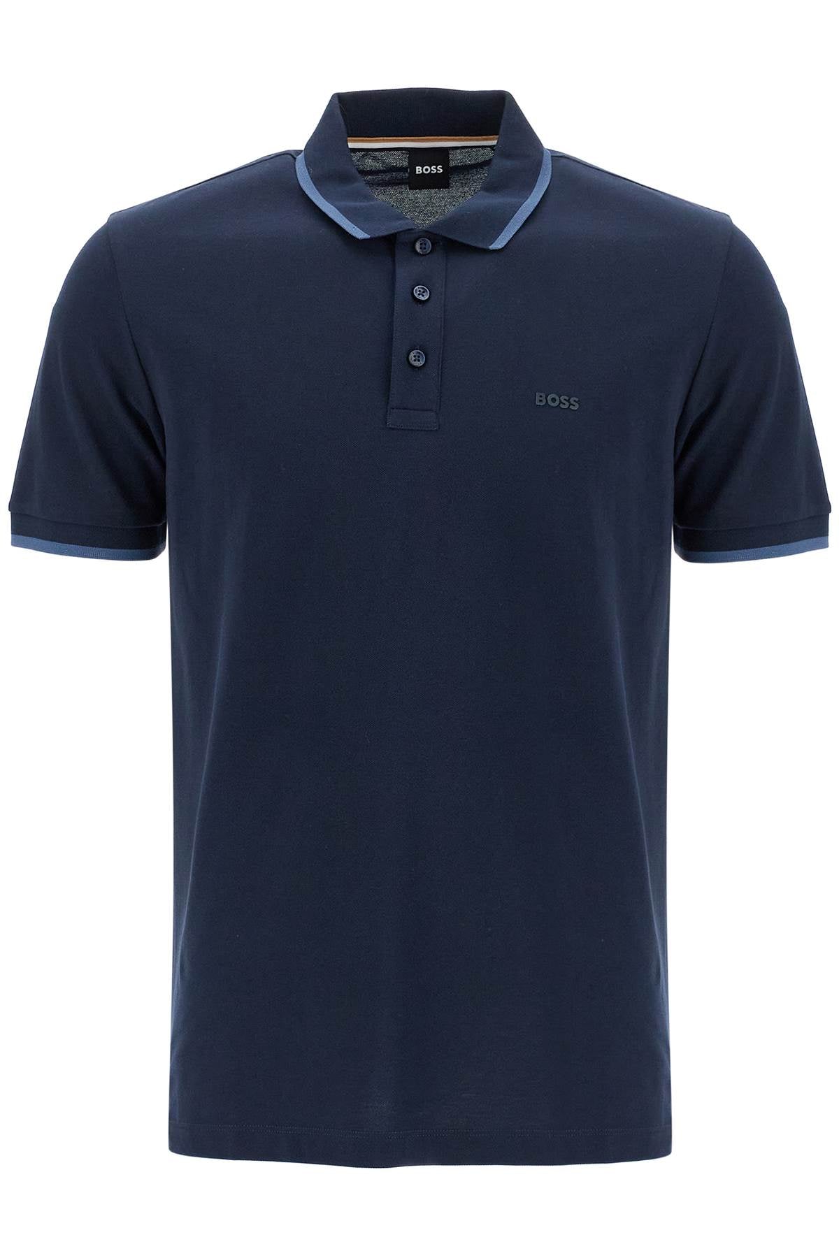 Polo Shirt With Contrasting Edges  - Blue