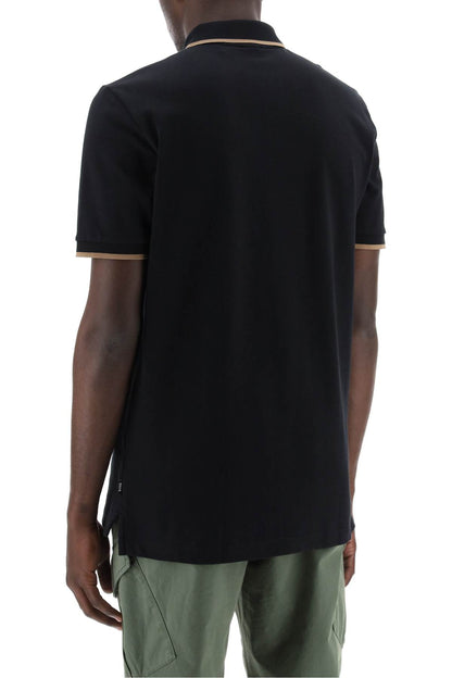 'contrast Trim Parlay Polo Shirt  - Black