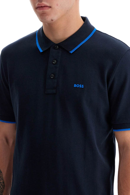 "contrast Trim Parlay Polo Shirt  - Blue