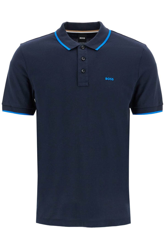 "contrast Trim Parlay Polo Shirt  - Blue