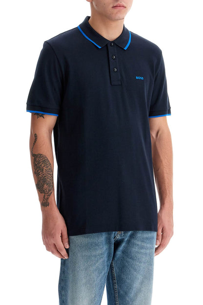 "contrast Trim Parlay Polo Shirt  - Blue