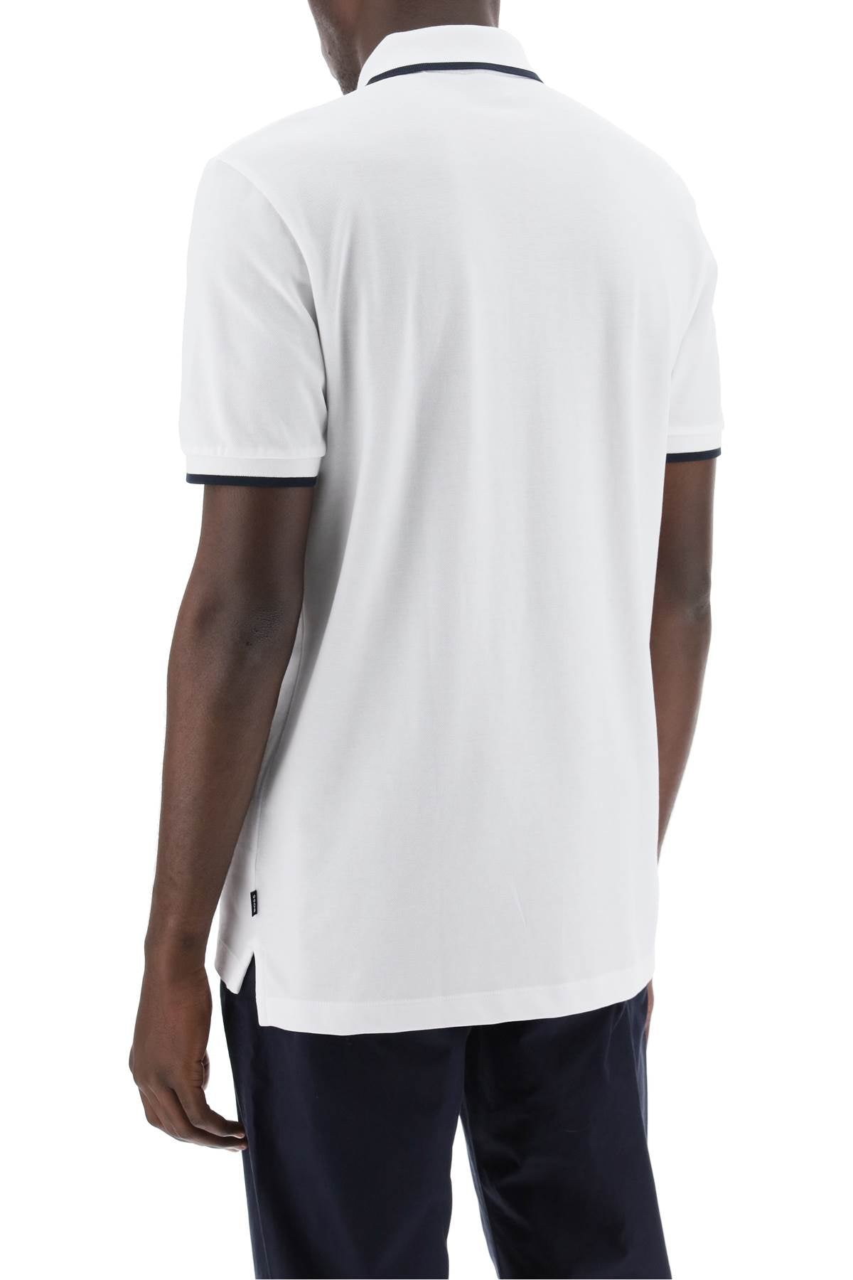 Polo Shirt With Contrasting Edges  - White