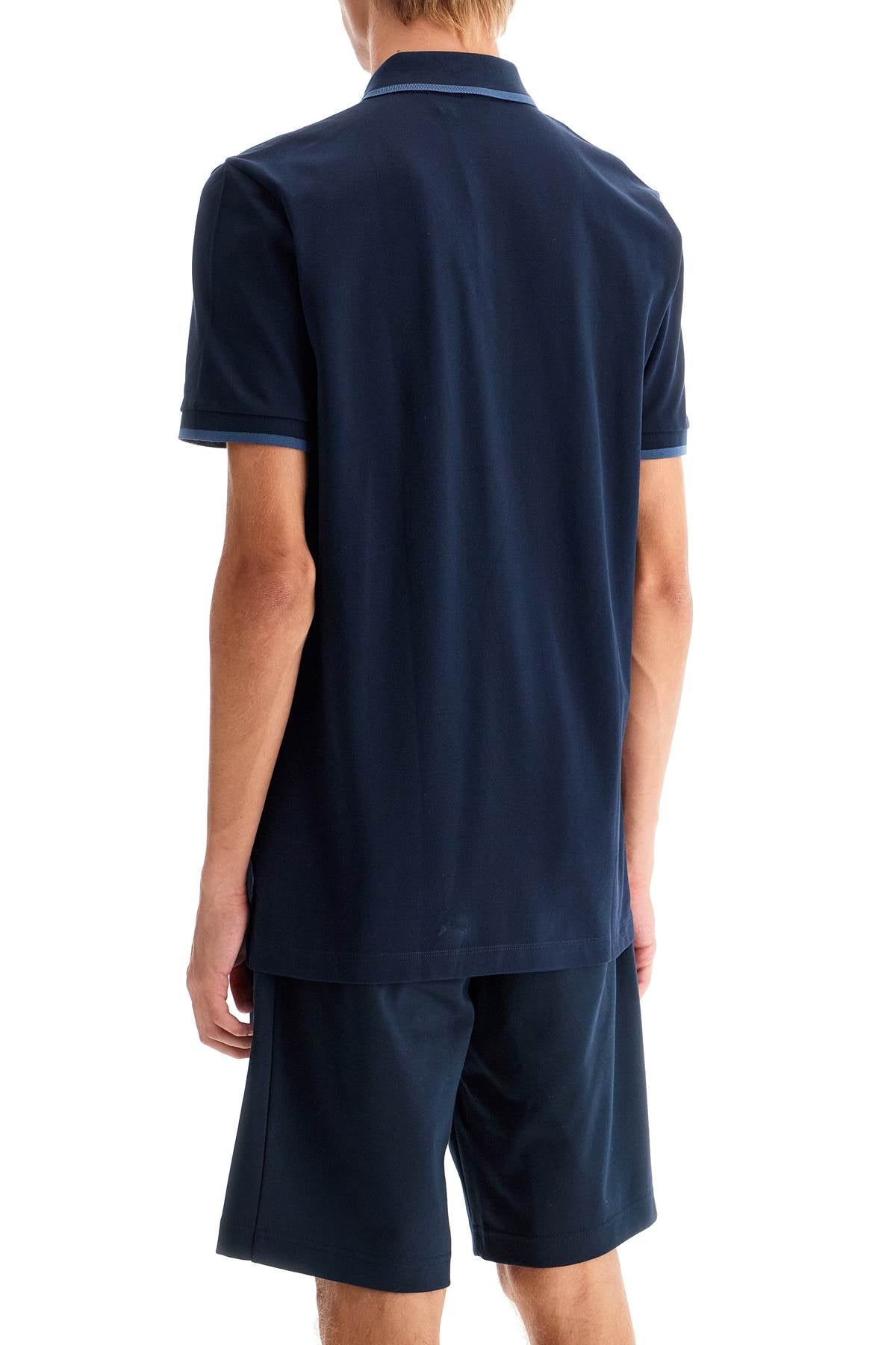 Polo Shirt With Contrasting Edges  - Blue