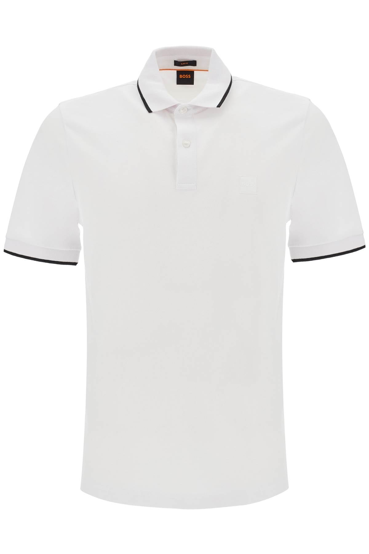 Slim Fit Piqué Polo Shirt With Tipped  - White