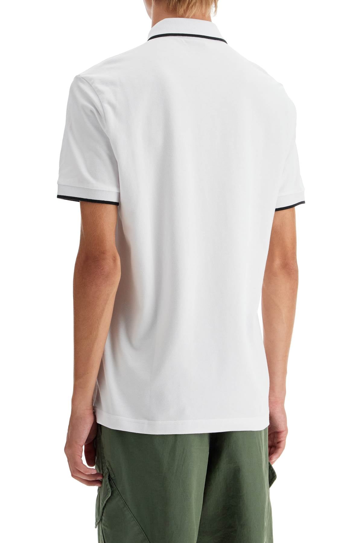 Slim Fit Piqué Polo Shirt With Tipped  - White