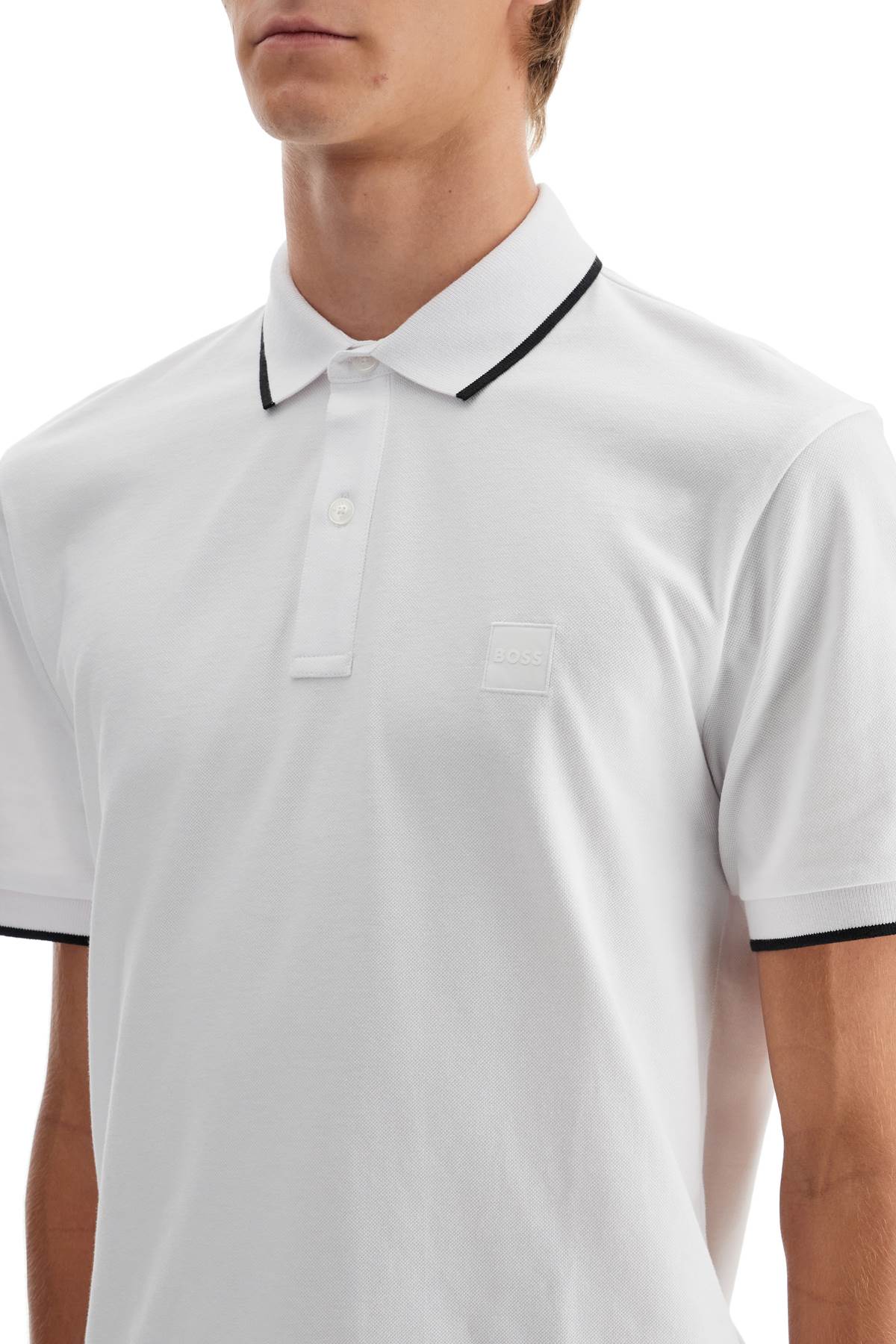 Slim Fit Piqué Polo Shirt With Tipped  - White