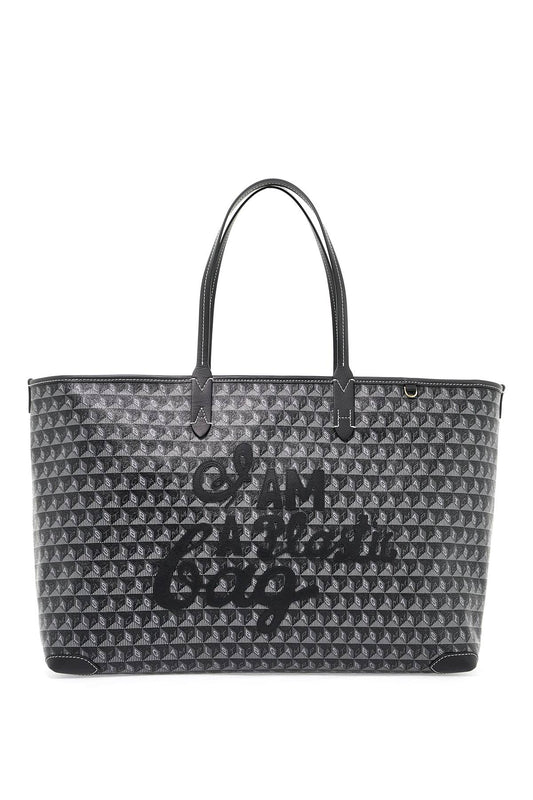 I Am A Plastic Bag Zipped Motif Tote Bag  - Grey