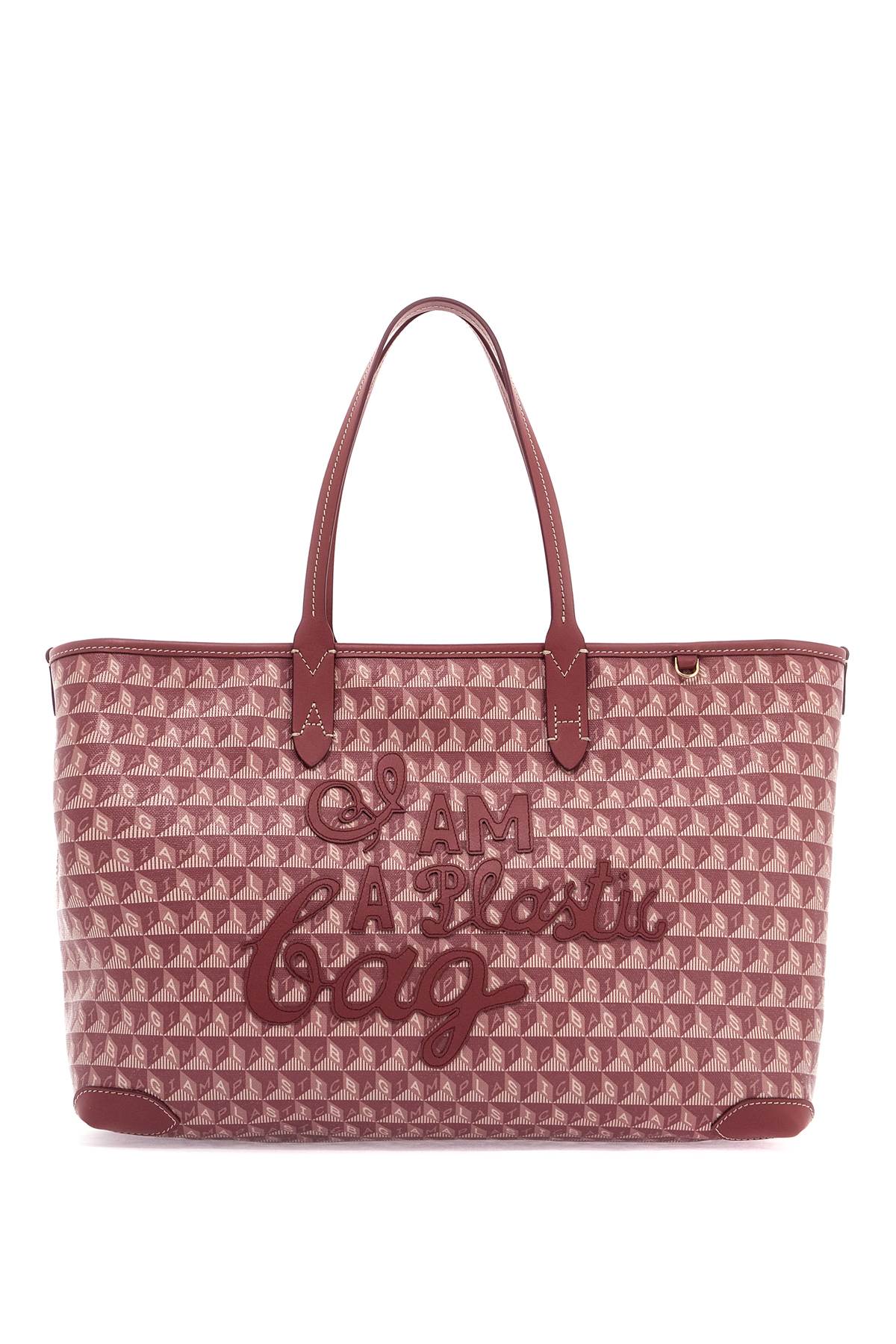 I Am A Plastic Bag Zipped Motif Tote Bag  - Pink