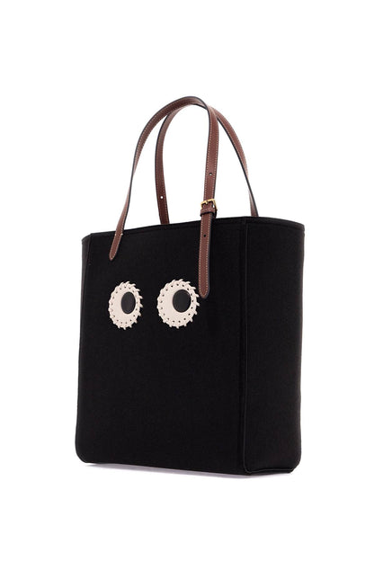 Small Felt Mini Tote Bag With Eye Design,  - Nero