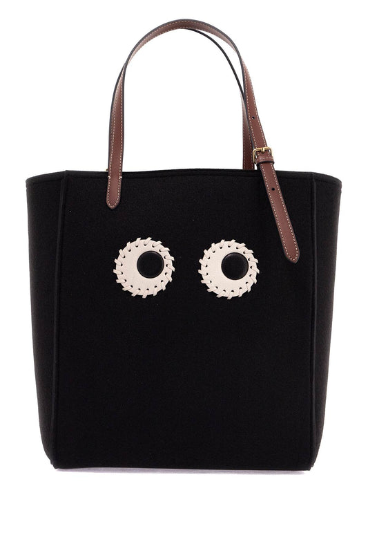 Small Felt Mini Tote Bag With Eye Design,  - Nero