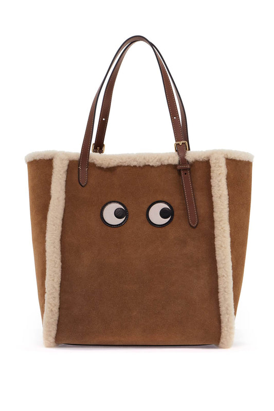 Tote Bag With Shearling Eyes  - Marrone