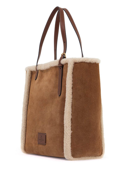 Tote Bag With Shearling Eyes  - Marrone