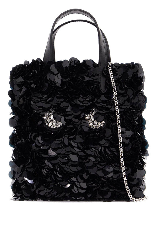 Mini Tote Bag With Sequin Eyes Design In  - Black