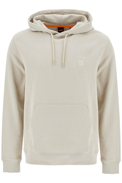 Hooded Sweatshirt With Logo Patch  - Beige