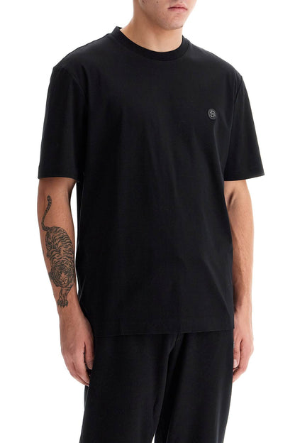 T-shirt With Double Monogram Patch  - Black