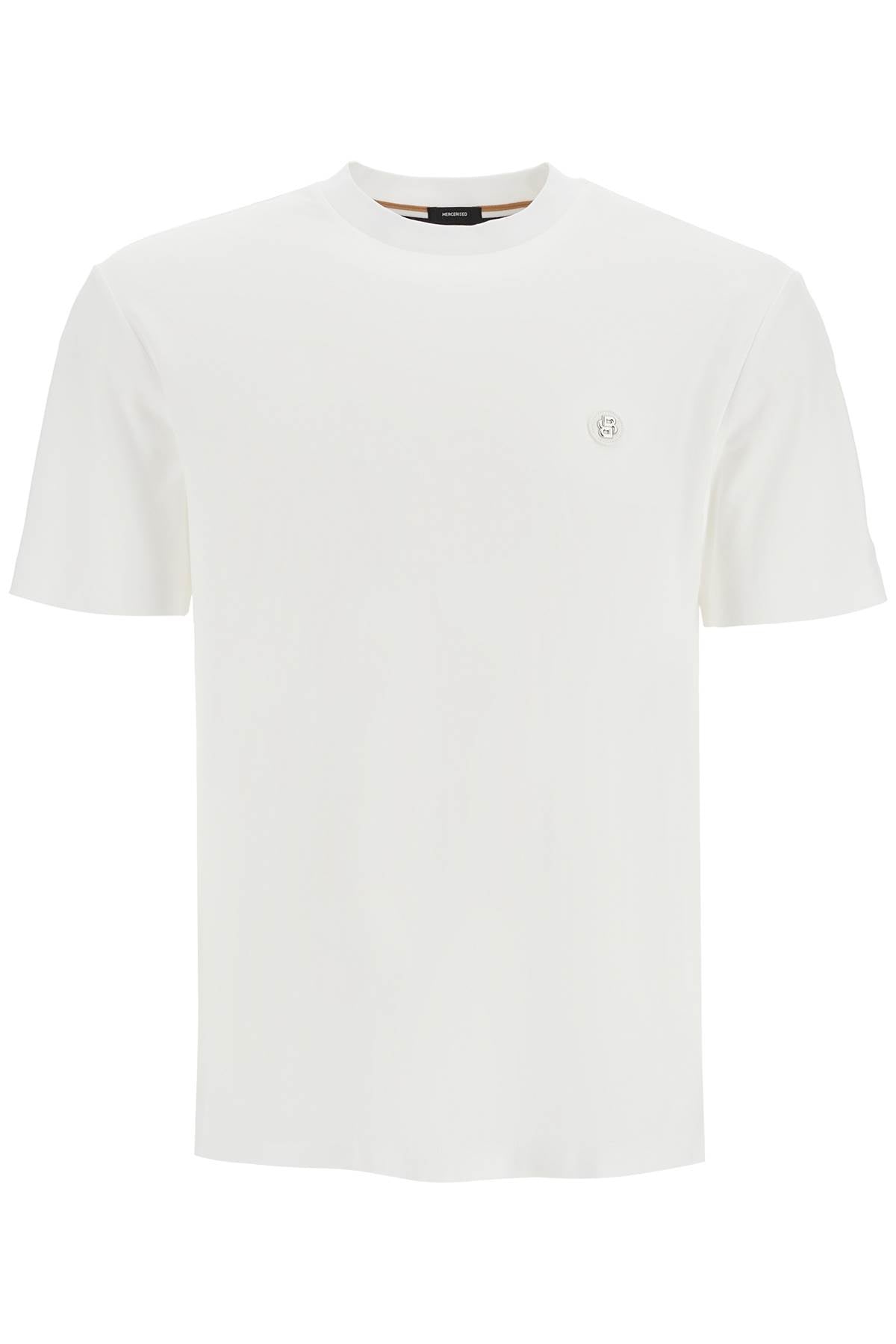 T-shirt With Double Monogram Patch  - White